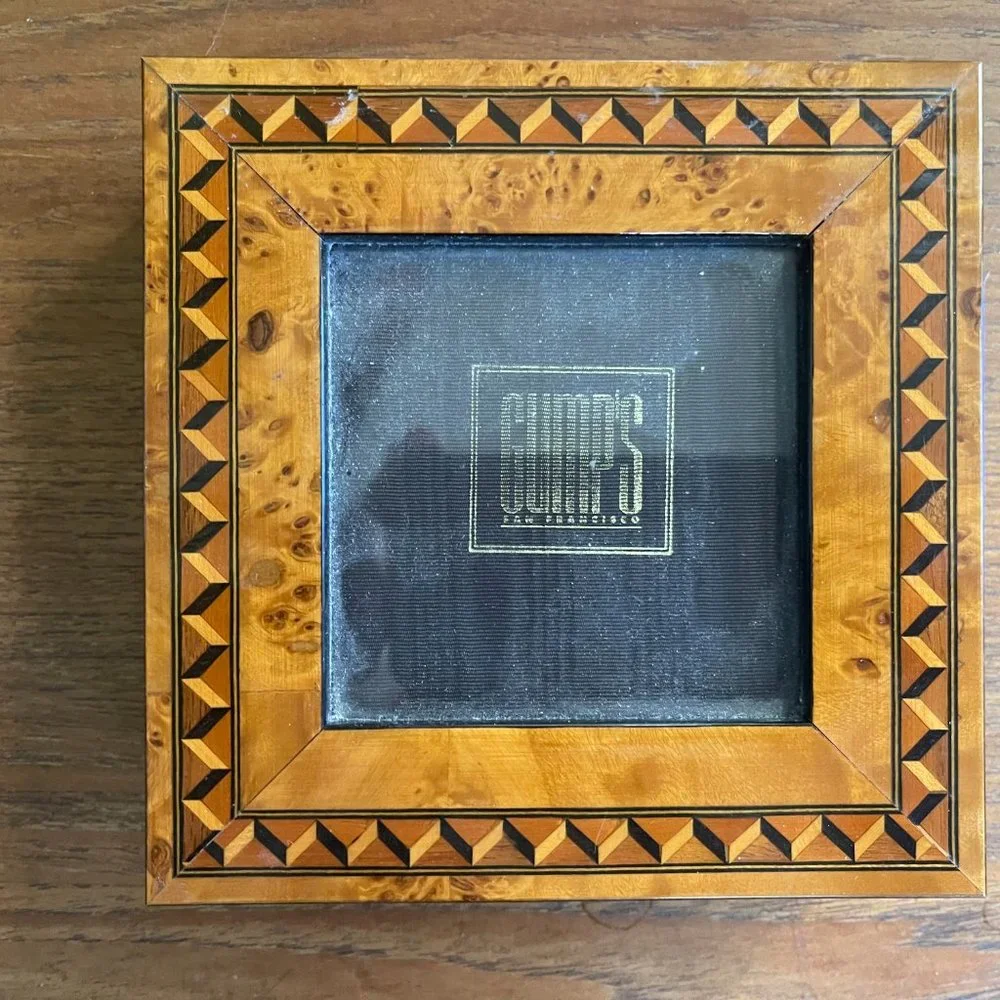Gumps Department Store Italian Marquetry Photo Jewelry Box - Rare